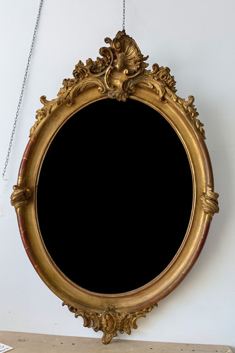 Rara specchiera ovale - , legno