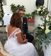 Abito da sposa Bianco Taglia 42/44 compreso guanti e velo corto