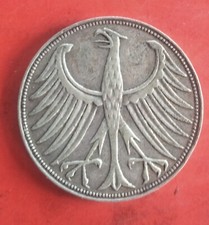 moneta argento 5 Marchi Germania 1951