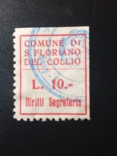 Marca Comune SAN FLORIANO DEL COLLIO Gorizia Lire 10 Diritti Segreteria