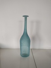 MURANO - Vetrerie Cenedese Vaso scavo vetro soffiato azzurro Cielo h 37cm