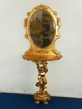 CONSOLLE E SPECCHIO CON ANGELO IN LEGNO FOGLIA ORO ENTRATINA SOGGIORNO