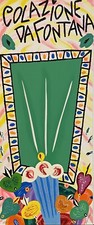 Donzelli Bruno - Serigrafia Materica Con Taglio 30x71 Colazione Da Fontana Verde