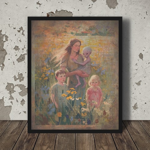 Vintage alien hybrid wall art - vintage,