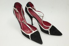 CESARE PACIOTTI scarpe donna tg 8,5 Europa 39 nero camoscio argento pelleS9222