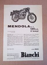 1963 Motorcycle Bianchi MENDOLA G. T. 125/2T - Leaflet Foglio illustrativo