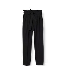 Pantaloni A Sacchetto taglio carota vita alta con cintura nero tg 42