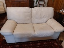 stupendo divano 2 posti in fiore di pelle bianco perla 