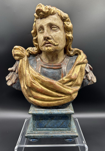 Antico busto legno scolpito - legno,