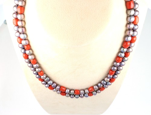 Collana con perle coralli - perle, coralli.