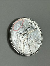 Repubblica italiana moneta 50 lire 1956 vulcano ERRORE DI CONIO