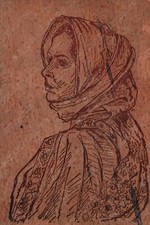 Donna in Costume Sardo Cartolina in sughero