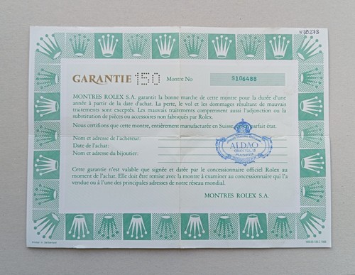 Rolex garanzia warranty paper - garanzia,