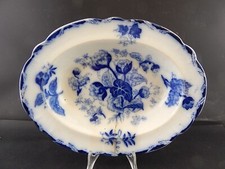 ANTICO VASSOIO NINFEE CERAMICA RICHARD MILANO FINE 800 FLOW BLUE WATER NYMPH