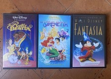 Lotto 3 Videocassette Walt Disney La Sirenetta - Fantasia - La Bella E La Bestia
