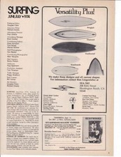 Pubblicità stampa tavole da surf sci mare 1974