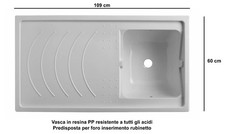 Mobile Lavatoio e Coprilavatrice Negrari 109x60x89 cm - in PVC, Vasca Reversibil