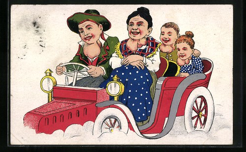 Cartolina artista famiglia - d'artista,