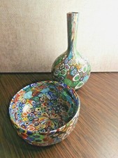 Made Murano- Vetro Soffiato di Murano- Murrine Veneziane-Vaso e Bowl Murrine