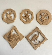 5 Trafori In Legno Con Simboli Della Montagna 14 × 14 cm