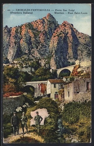 Cartolina mentone pont - cartolina, mentone,