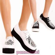 Scarpe donna creepers zeppa gotico mocassini punk animalier zebra leo SC16235