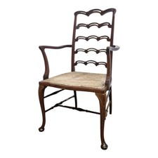 Antica poltrona in mogano intarsiato - sedia camera da letto - sedia salone occasionale