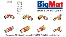 RACCORDI A PRESSARE PER TUBO MULTISTRATO ACQUA TEE, GOMITO, RACCORDO 16 20 26 32