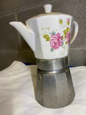 CAFFETTIERA VINTAGE, 6 TAZZINE, MARCA ALPI - ALLUMINIO E CERAMICA