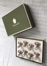 christofle, 8 Piccoli Segnaposto Metallo Argentato forma Conchiglia Scatola Or.