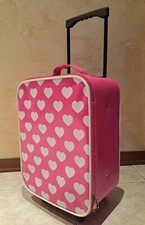 Trolley piccolo bambino 2 ruote da cabina 40x30x20 rosa motivo cuori