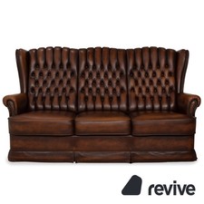 Chesterfield Pelle Braun Divano Vintage