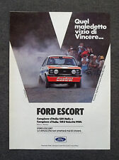 G630-Advertising Pubblicità-1980 - FORD ESCORT CAMPIONE GR1 RALLY , GR2 VELOCITA