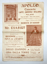 APOLLO Concerto Caffè Birreria Milano volantino 1908 Giannini Canzone napoletana