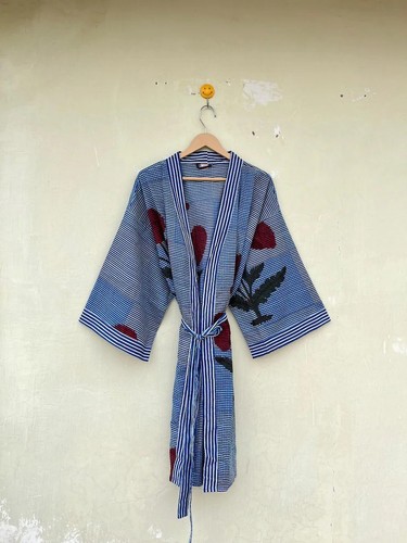 Accappatoio kimono lungo blu