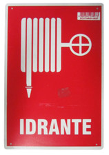 Targhetta Segnaletica Cartello In Plastica Attenzione Idrante 30 X 20 Cm Rosso