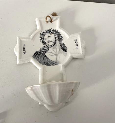 Rare bénitier faience - , de