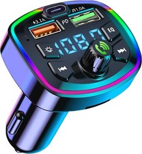 Trasmettitore FM Bluetooth 5.0 per Auto, MP3 Adattatore Audio Radio Wireless per