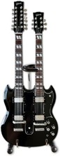 Guns N' Roses - Axe Heaven Slash Gibson 1966 EDS-1275 doppio collo invecchiato nero Mini