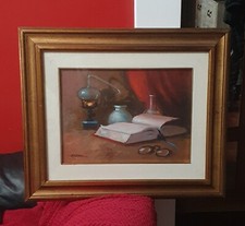 VECCHIO QUADRO DIPINTO OLIO SU TELA QUADRO PITTORE SALONE QUADRO COMPOSIZIONE 