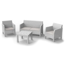 TOOMAX Set da giardino Rattan 4 Pz Divano 2 Poltrone e Tavolino Bianco Matilde