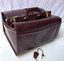 Borsa CUOIO LUCIDO valigia pilota medico viaggio VINTAGE con chiusura e chiave