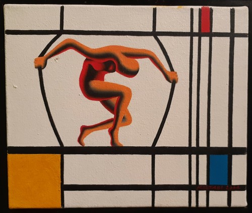 Kostabi mark olio tela - kostabi,