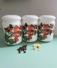 Set 3 barattoli Arcopal vintage anni 60 70 design floreale cucina retro Francia