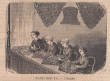 1869 Emporio Pittoresco  Piccoli mestieri -I Merletti lavoranti- tombolo 