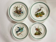Portmeirion Lotto 4 Piatti in Ceramica Serie Grey Phalarope con Uccelli.
