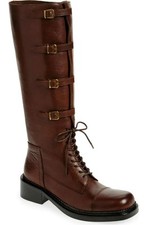 $395 - Stivali Jeffrey Campbell al ginocchio in pelle marrone taglia 7,5