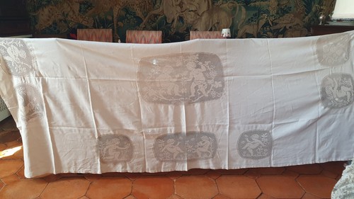 Tovaglia lino inserti filet - tovaglia,