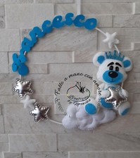 Fiocco nascita ghirlanda fuoriporta banner cameretta bimba con orsetto 