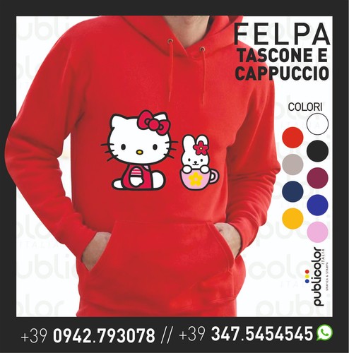 Felpa cappuccio tascone stampa - felpa,